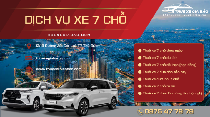 Dịch vụ thuê xe 7 chỗ Gia Bảo cung cấp